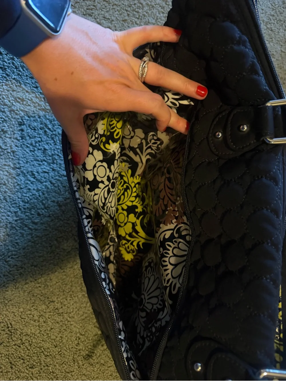 Vera Bradley Quilted Black diaper bag